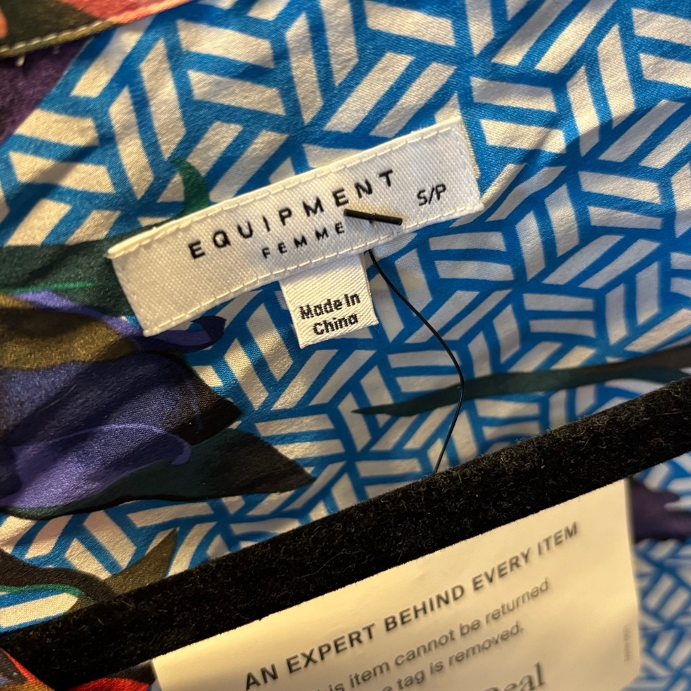 Equipment Blue and Red Patterned Blouse - Picture 5 of 11
